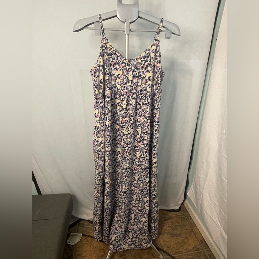 Caslon Floral Maxi Dress Womens Medium Multi-Color Boho V-Neck Adjustable Straps